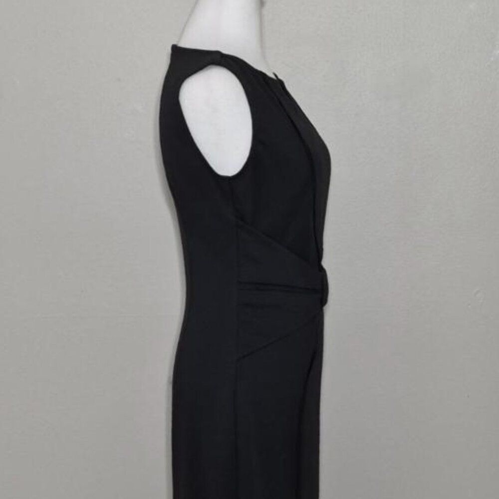 VFSHOW Women’s Black Notch Neck Bow Waist Sheath Dress Size Small - Picture 6 of 10
